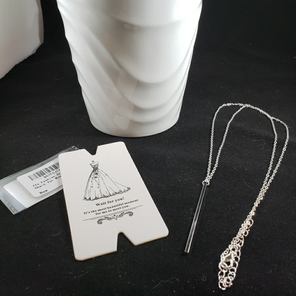 Silver Bar Necklace 14 inch Chain